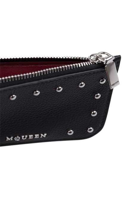 Portafogli In Pelle Nera Con Borchie ALEXANDER MCQUEEN | 813545-AXZ111000
